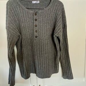 Gray Ribbed Knit Pants and Top Set